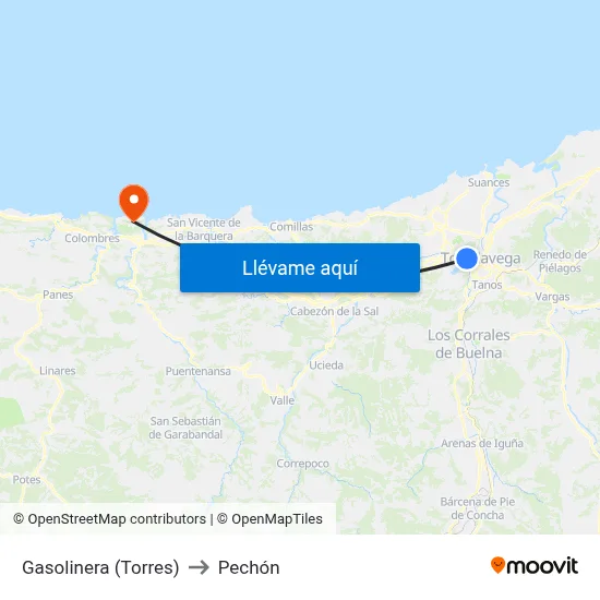Gasolinera (Torres) to Pechón map