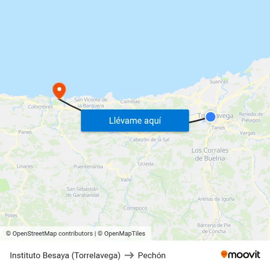 Instituto Besaya (Torrelavega) to Pechón map