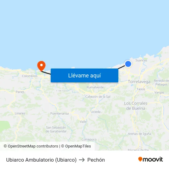 Ubiarco Ambulatorio (Ubiarco) to Pechón map