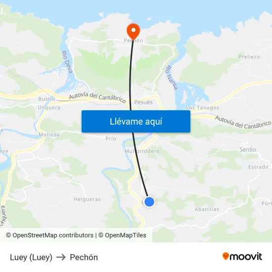 Luey (Luey) to Pechón map