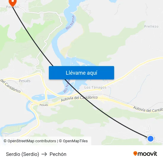 Serdio (Serdio) to Pechón map