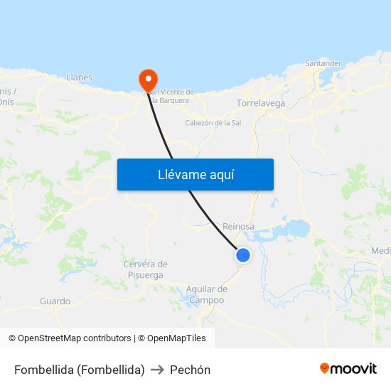 Fombellida (Fombellida) to Pechón map