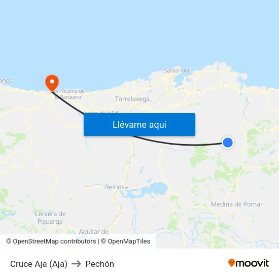Cruce Aja (Aja) to Pechón map