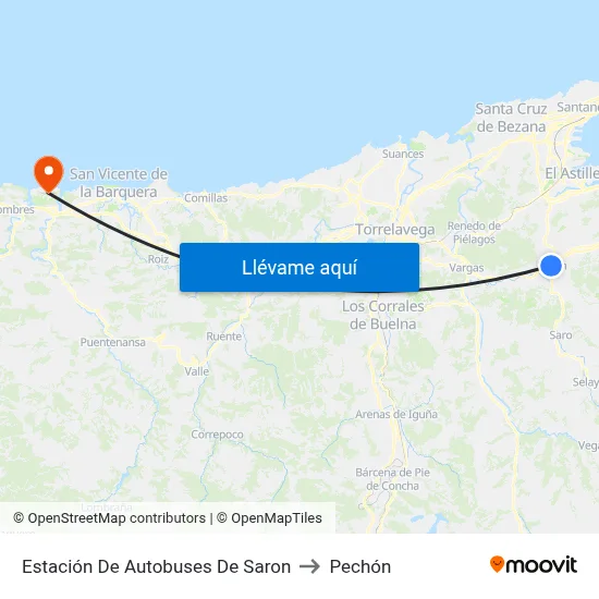 Estación De Autobuses De Saron to Pechón map
