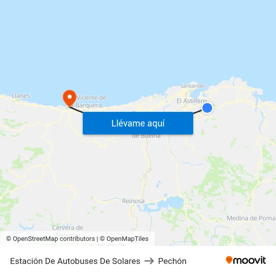 Estación De Autobuses De Solares to Pechón map