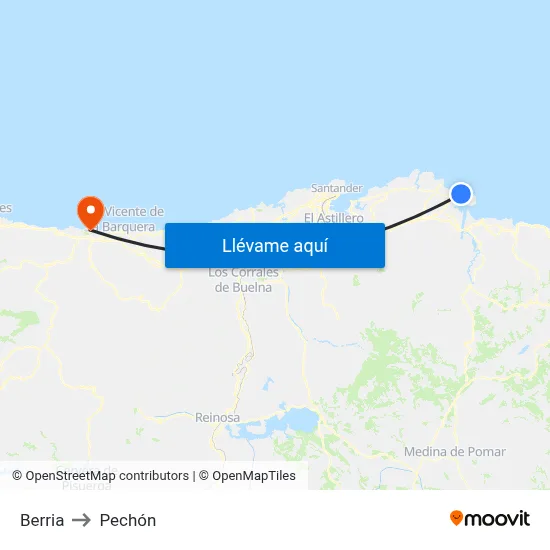 Berria to Pechón map