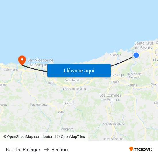 Boo De Pielagos to Pechón map
