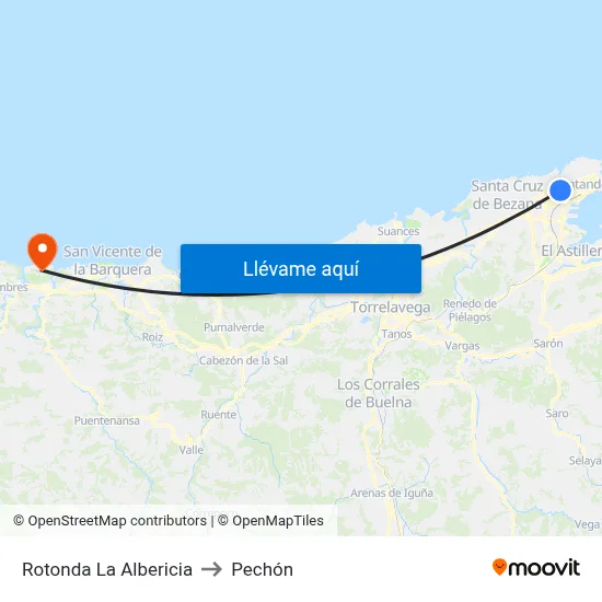 Rotonda La Albericia to Pechón map