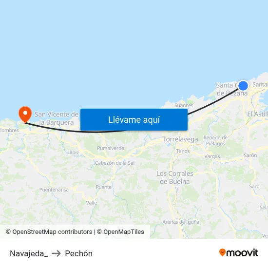 Navajeda_ to Pechón map