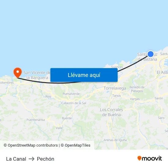 La Canal to Pechón map