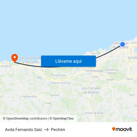 Avda Fernando Saiz to Pechón map