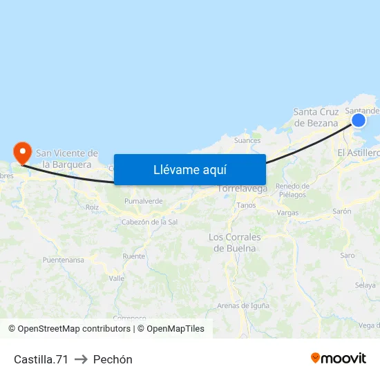 Castilla.71 to Pechón map