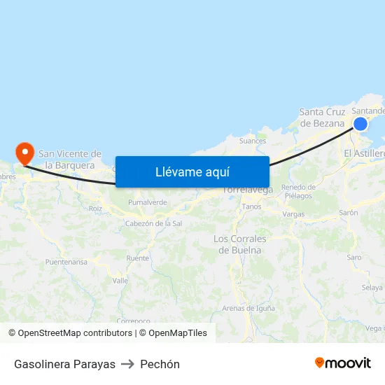 Gasolinera Parayas to Pechón map
