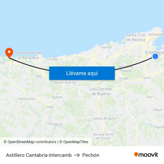 Astillero Cantabria-Intercamb to Pechón map