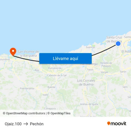 Ojaiz.100 to Pechón map