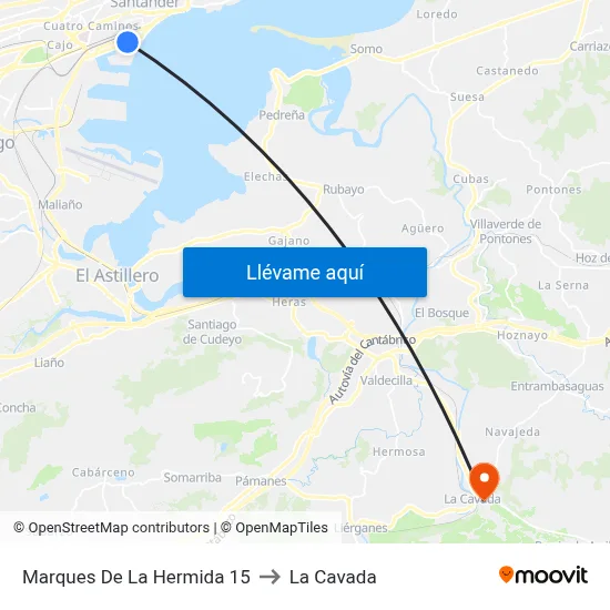 Marques De La Hermida 15 to La Cavada map
