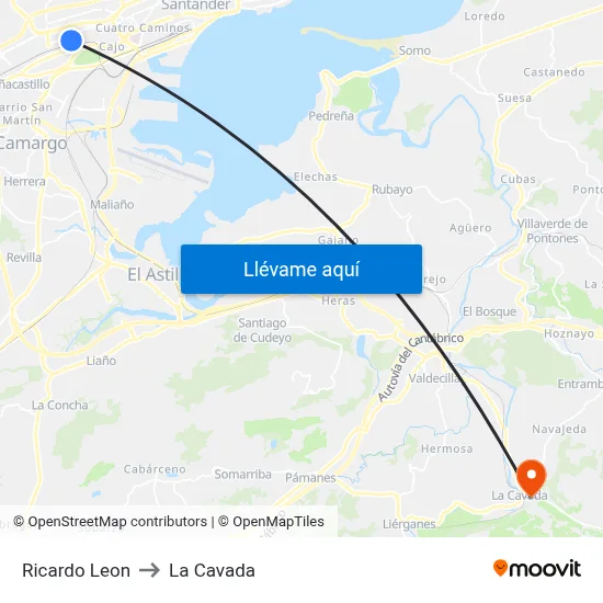 Ricardo Leon to La Cavada map