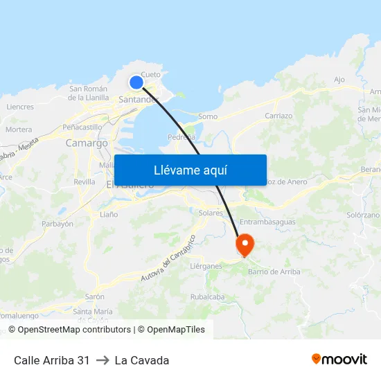 Calle Arriba 31 to La Cavada map