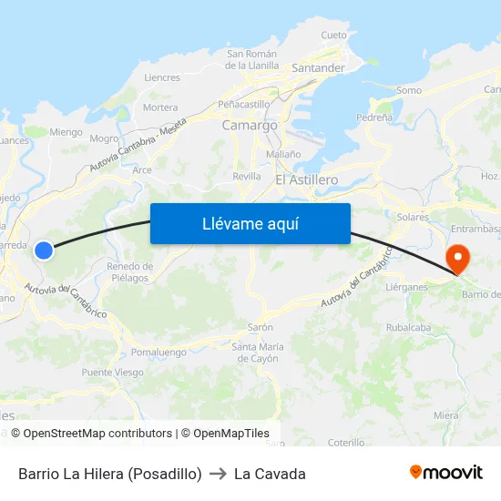 Barrio La Hilera (Posadillo) to La Cavada map