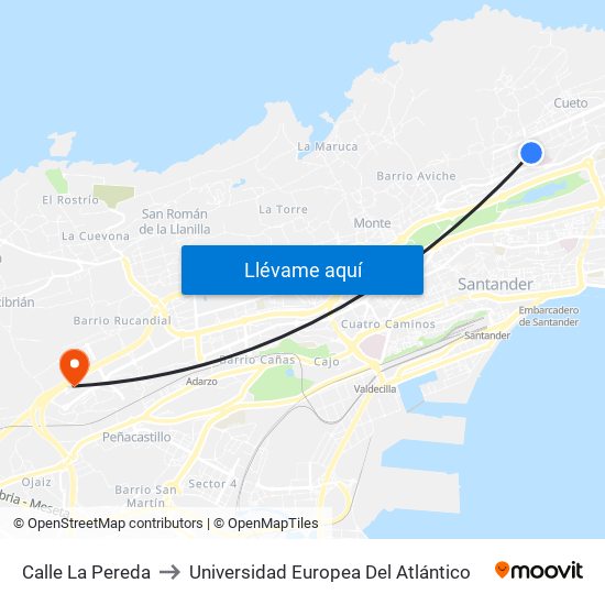 Calle La Pereda to Universidad Europea Del Atlántico map