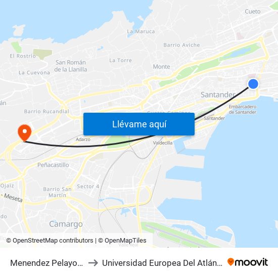 Menendez Pelayo 25 to Universidad Europea Del Atlántico map