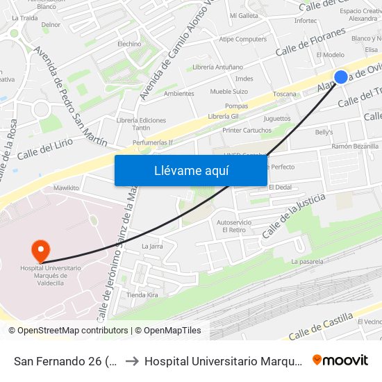 San Fernando 26 (Santander) to Hospital Universitario Marqués De Valdecilla map