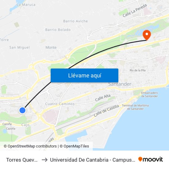 Torres Quevedo 22 to Universidad De Cantabria - Campus De Santander map