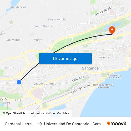 Cardenal Herrera Oria 17 to Universidad De Cantabria - Campus De Santander map