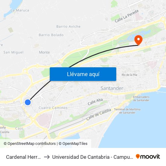 Cardenal Herrera Oria to Universidad De Cantabria - Campus De Santander map