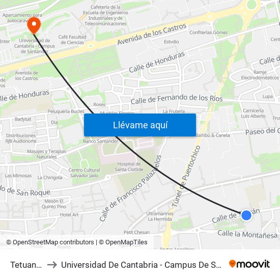 Tetuan 41 to Universidad De Cantabria - Campus De Santander map