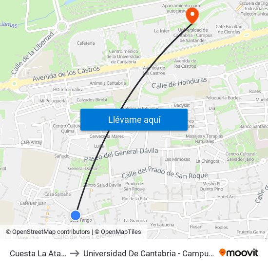 Cuesta La Atalaya 32 to Universidad De Cantabria - Campus De Santander map