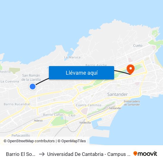 Barrio El Somo 55 to Universidad De Cantabria - Campus De Santander map