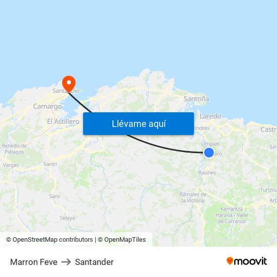 Marron Feve to Santander map