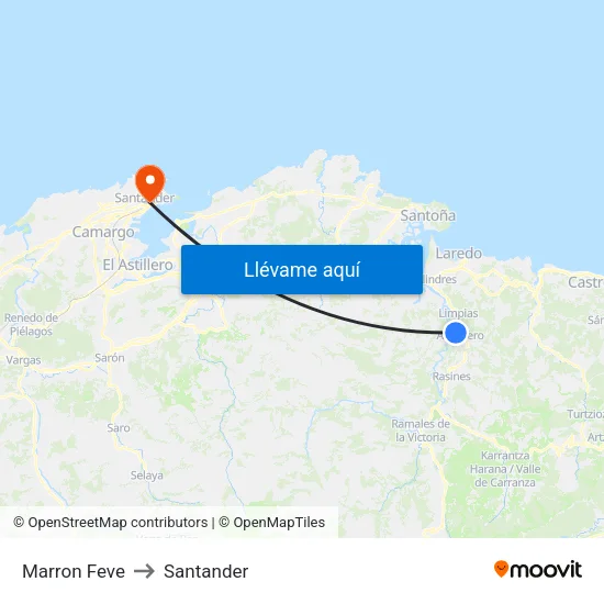 Marron Feve to Santander map