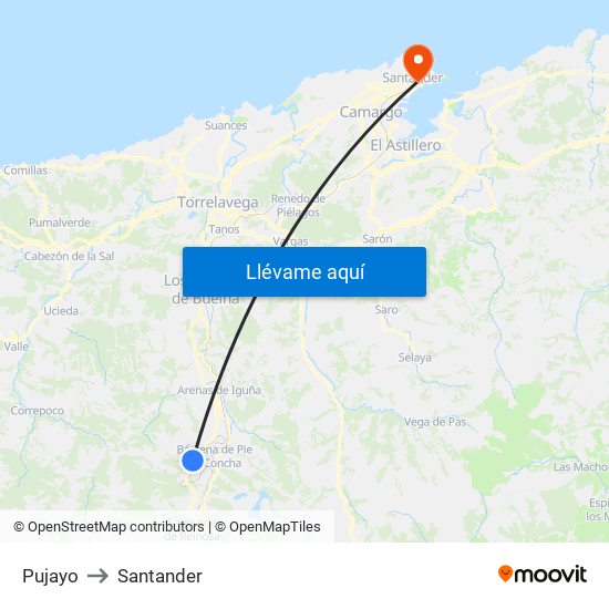 Pujayo to Santander map