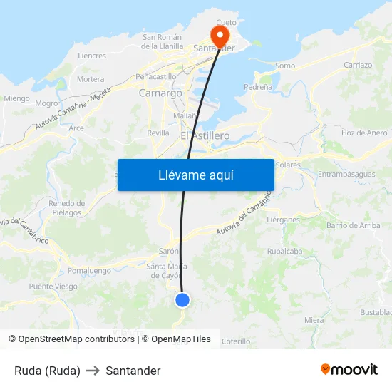 Ruda (Ruda) to Santander map