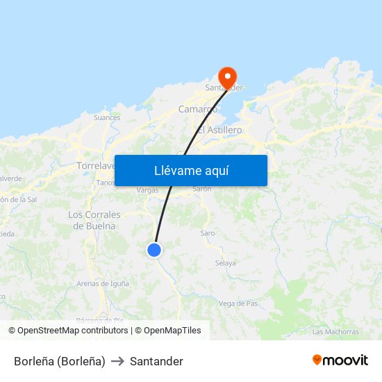 Borleña (Borleña) to Santander map