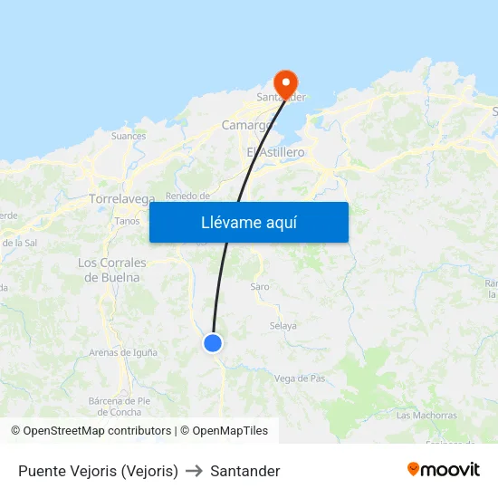 Puente Vejoris (Vejoris) to Santander map