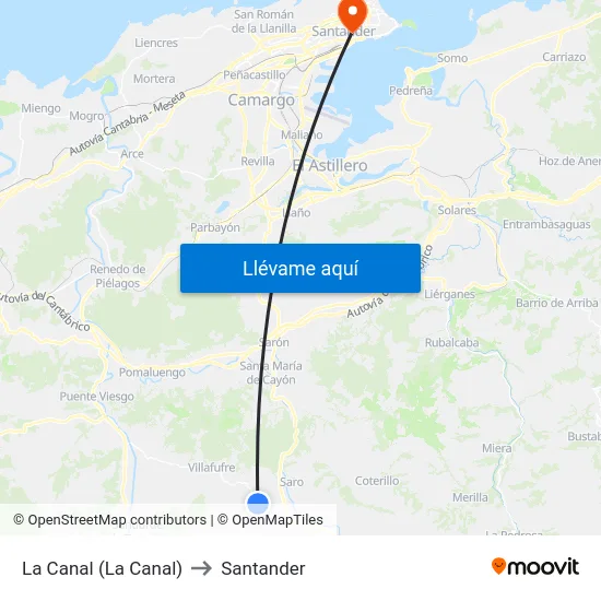 La Canal (La Canal) to Santander map