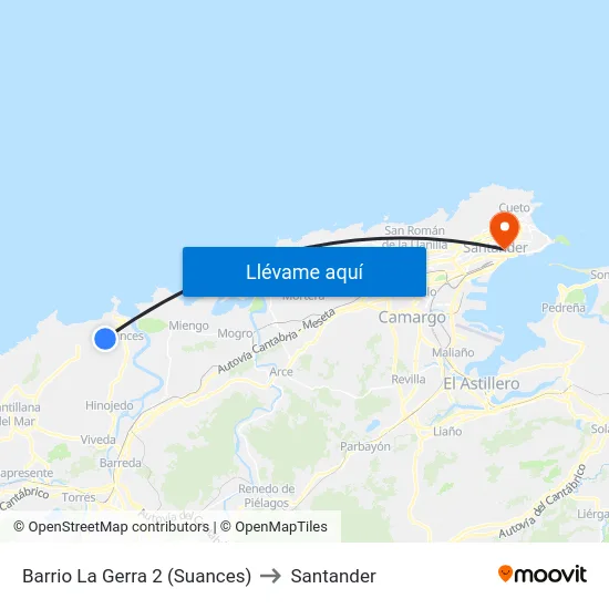 Barrio La Gerra 2 (Suances) to Santander map