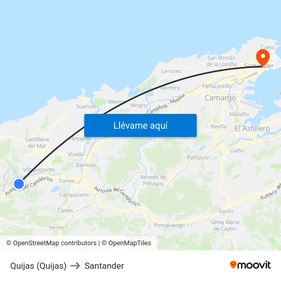 Quijas (Quijas) to Santander map