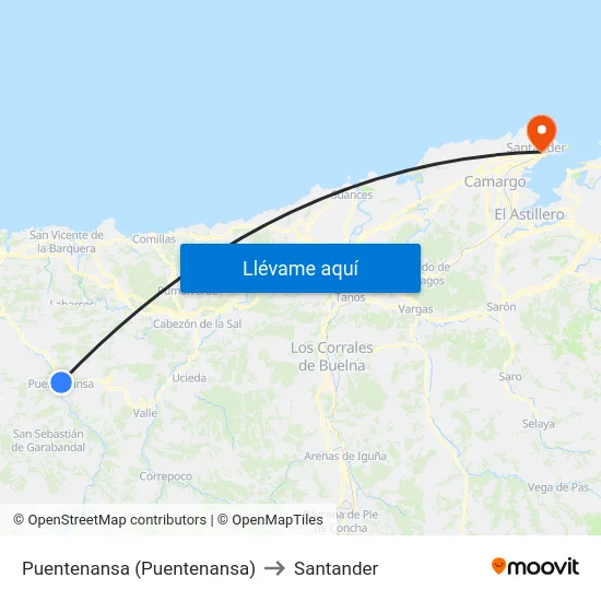 Puentenansa (Puentenansa) to Santander map