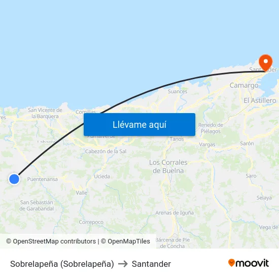 Sobrelapeña (Sobrelapeña) to Santander map