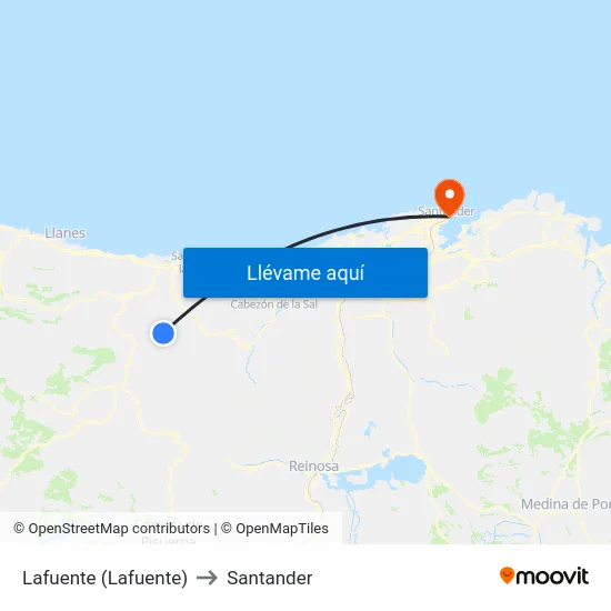 Lafuente (Lafuente) to Santander map