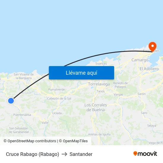 Cruce Rabago (Rabago) to Santander map