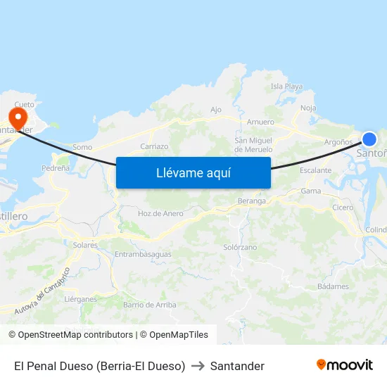 El Penal Dueso (Berria-El Dueso) to Santander map
