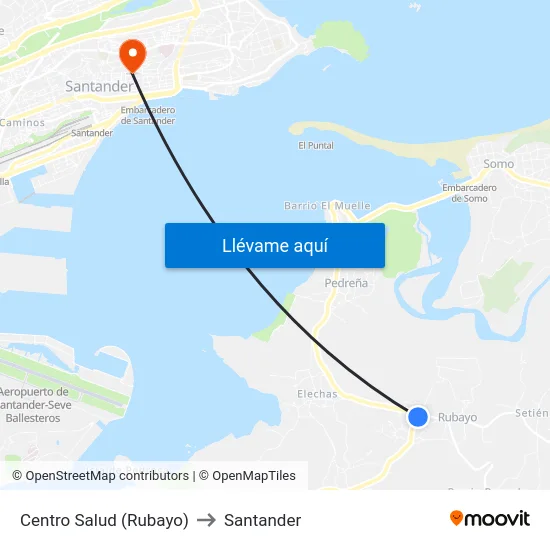 Centro Salud (Rubayo) to Santander map