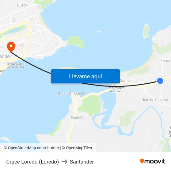 Cruce Loredo (Loredo) to Santander map
