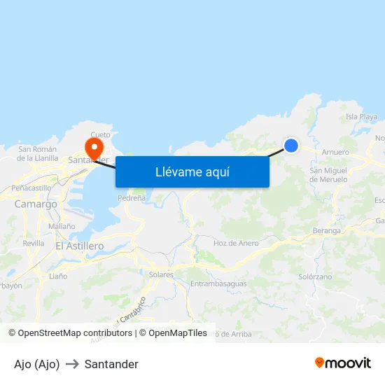 Ajo (Ajo) to Santander map
