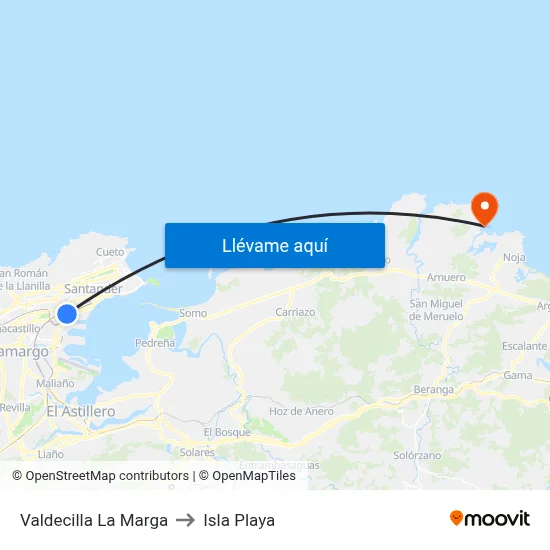 Valdecilla La Marga to Isla Playa map